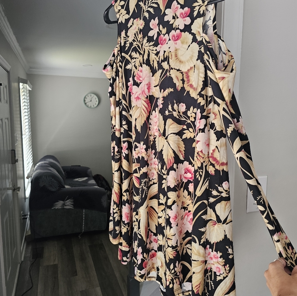 $148 Show Me Your Mumu Cold Shoulder Brady Tunic Botanical Beauty Dress - Picture 8 of 13